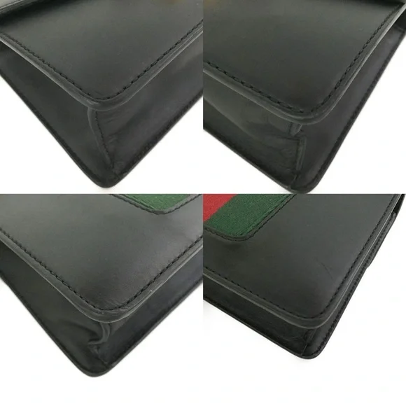 💃Authentic GUCCI Sylvie Mini Sherry Line Leather Chain Shoulder Bag Black - Picture 6 of 11